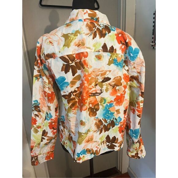 Coldwater Creek Jacket Buttons Leafy Floral Print Size Medium - Picture 3 of 11